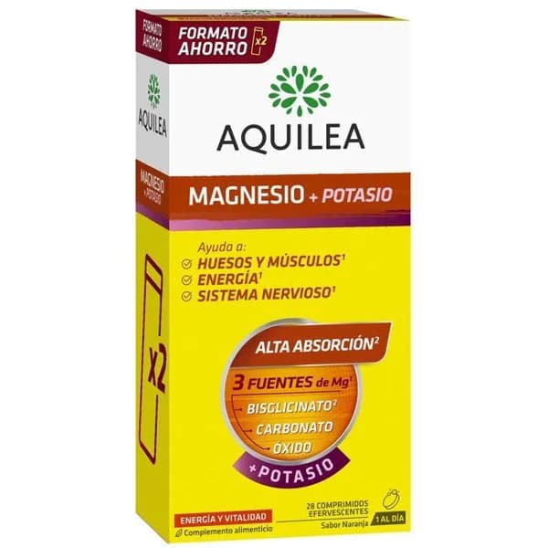 Comprimidos efervescentes magnesio+potasio AQUILEA, caja 28 uds - 28 ud - Imagen del producto en Findit