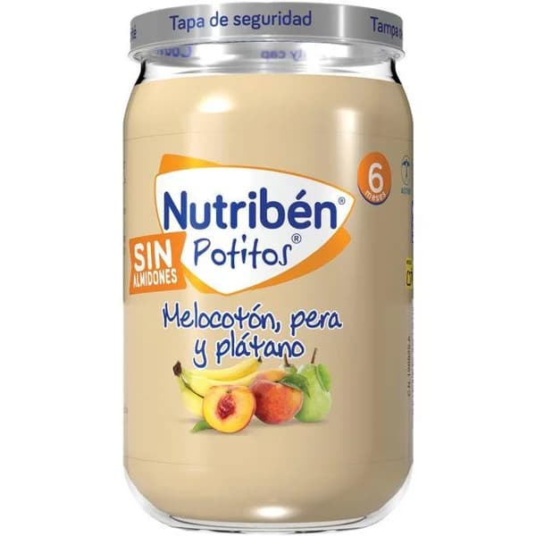 Potito de melocotón, pera y plátano NUTRIBEN, tarro 235 g - 0.24 kg - Imagen del producto en Findit