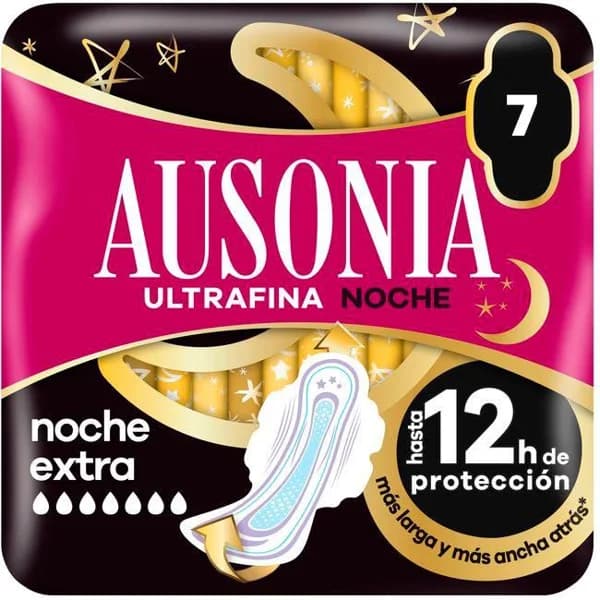 Compresa ultrafina noche con alas AUSONIA, paquete 7 uds - 7 ud - Imagen del producto en Findit