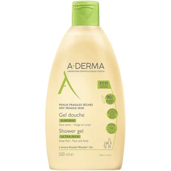 Gel de ducha sobregraso pieles secas A-DERMA, bote 500 ml - 0.5 l - Imagen del producto en Findit