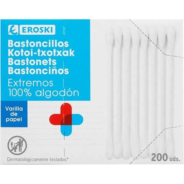 Bastoncillos EROSKI, caja 200 uds - 200 ud - Imagen del producto en Findit