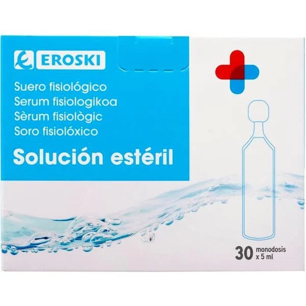 Suero fisiológico en monodosis EROSKI, caja 30 uds - 30 ud - Imagen del producto en Findit