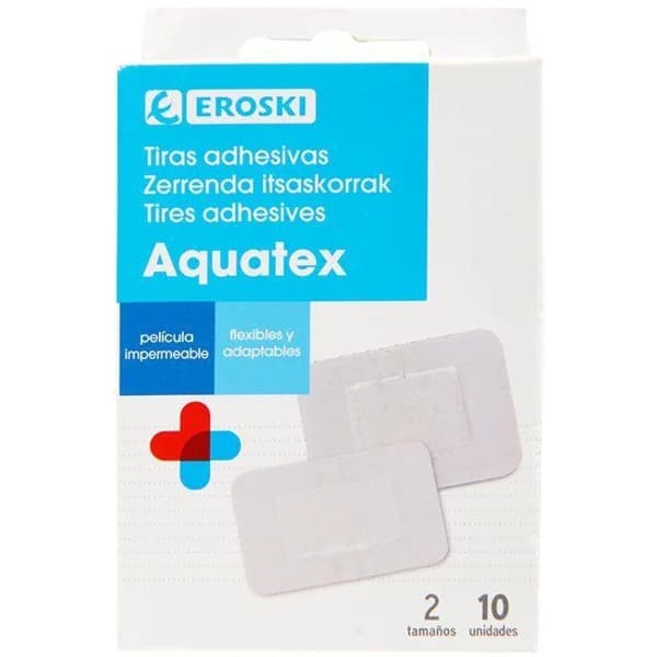 Apósitos aquatex 2 tamaños EROSKI, caja 10 unid. - 10 ud - Imagen del producto en Findit