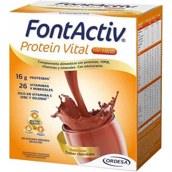 Protein vital de chocolate FONTACTIV, caja 14 sobres - 1 ud - Imagen del producto en Findit