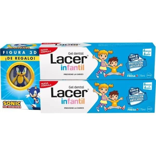 Dentífrico infantil LACER, tubo 75 ml + Figurita Sonic de regalo - 1 ud - Imagen del producto en Findit