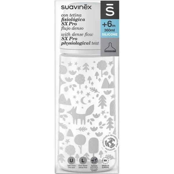 Biberón tetina fisiológica silicona L 360 ml SUAVINEX, pack 1 ud - 1 ud - Imagen del producto en Findit