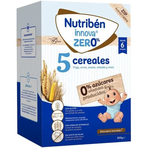 Papilla 5 cereales NUTRIBEN INNOVA ZERO%, caja 500 g - 0.5 kg - Imagen del producto en Findit