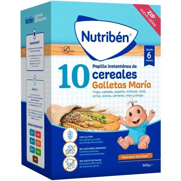 Papilla 10 cereales con galleta María NUTRIBEN, caja 600 g - 0.6 kg - Imagen del producto en Findit