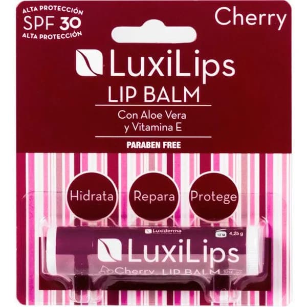 Stick labial cherry SPF30 sin parabenos LUXILIPS, pack 1 ud - 1 ud - Imagen del producto en Findit