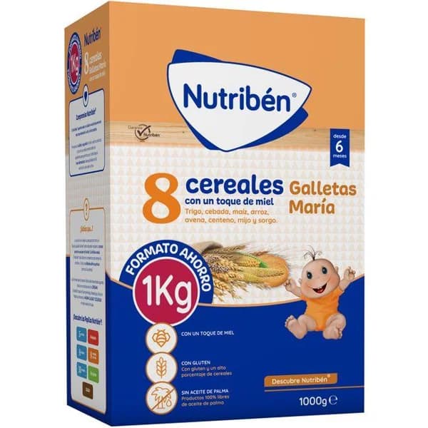 Papilla 8 cereales c/ miel y galleta María NUTRIBEN, caja 1000 g - 1 kg - Imagen del producto en Findit