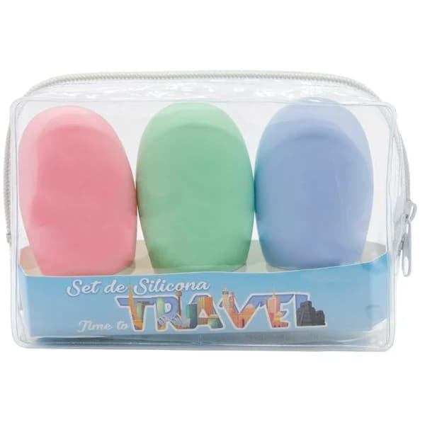 Set viaje silicona 3 botellas  BECASAN NATURE, pack 1 ud - 1 ud - Imagen del producto en Findit