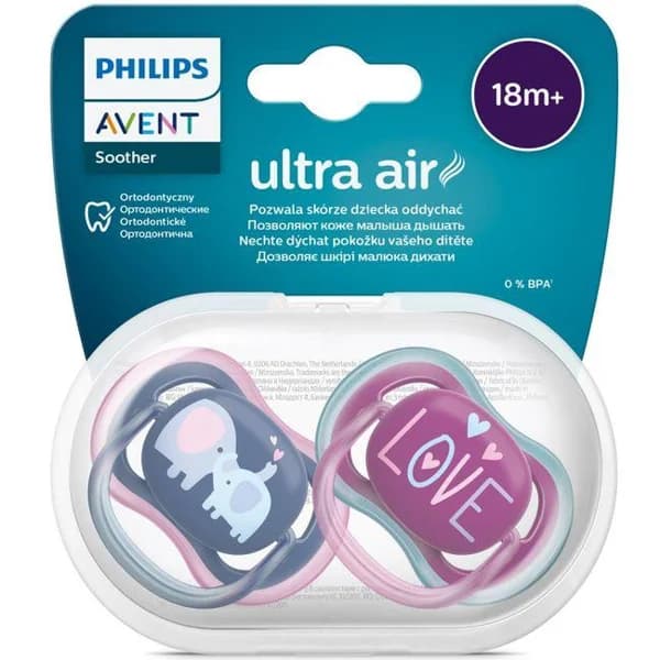 Chupete para niña deco +18 PHILIPS AVENT ULTRA AIR, pack 2 uds - 2 ud - Imagen del producto en Findit