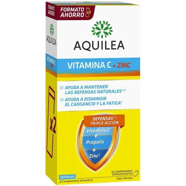 Comprimidos efervescentes Vitamina C + Zinc AQUILEA, caja 28 uds - 28 ud - Imagen del producto en Findit