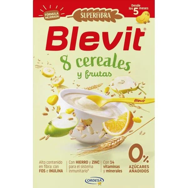 Papilla superfibra 8 cerereales con frutas BLEVIT, caja 500 g - 0.5 kg - Imagen del producto en Findit