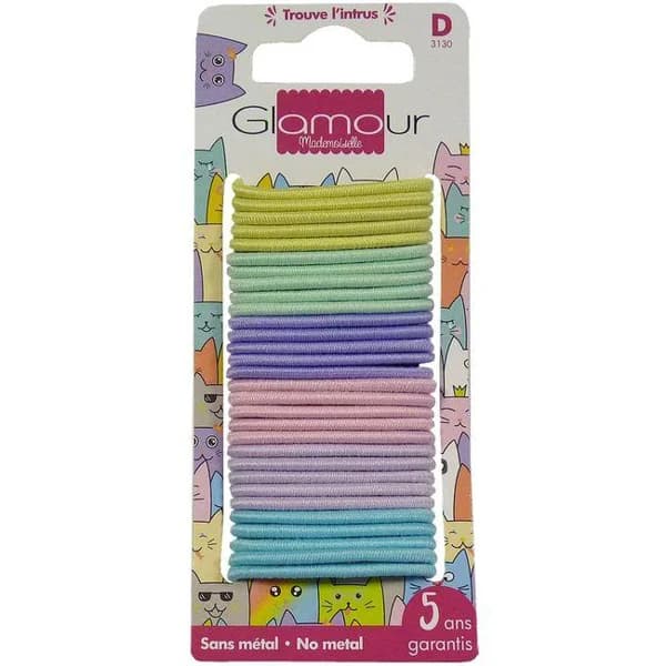 Gomas finas de colores pequeñas GLAMOUR, pack 30 uds - 30 ud - Imagen del producto en Findit