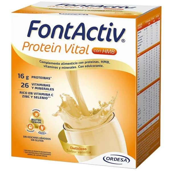 Complemento Protein vital vainilla FONTACTIV, caja 14 sobres - 14 ud - Imagen del producto en Findit