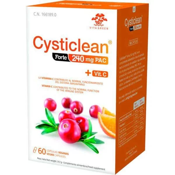 Arándano con vitamina C CYSTICLEAN FORTE, caja 60 cápsulas - 60 ud - Imagen del producto en Findit