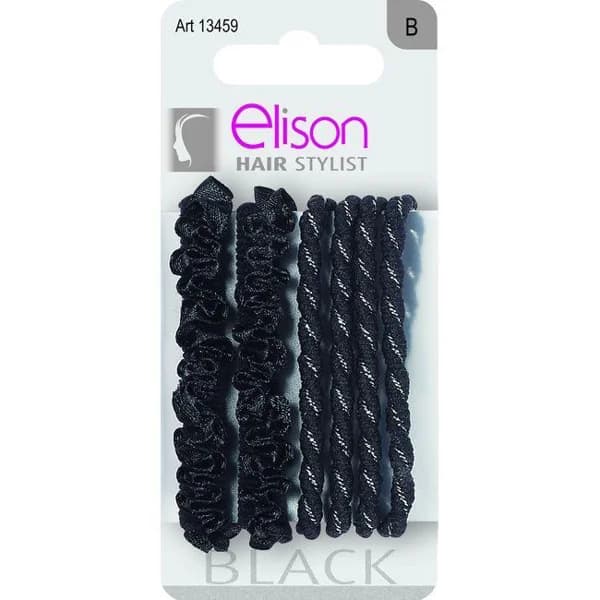 3+3 Elásticos fantasía medianos negros ELISON, pack 1 ud. - 1 ud - Imagen del producto en Findit