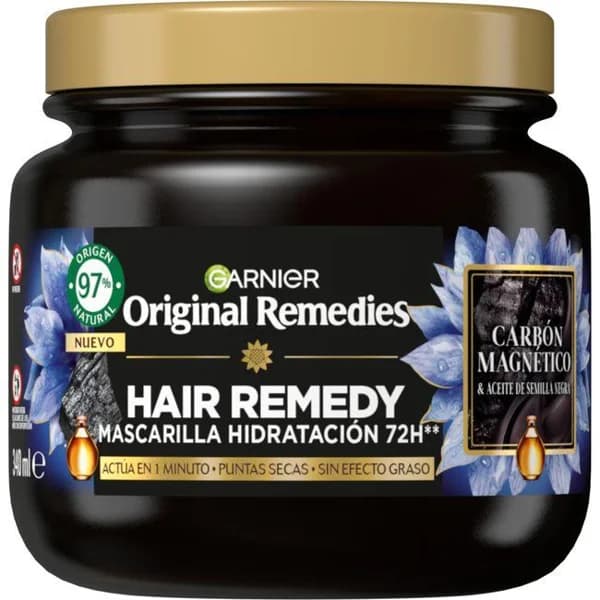 Mascarilla hair remedy carbón ORIGINAL REMEDIES, tarro 340 ml - 1 ud - Imagen del producto en Findit