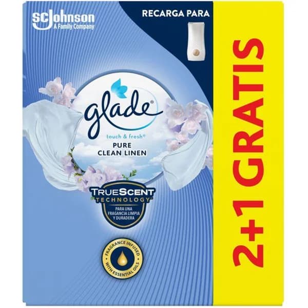 Ambientador mini spray fresc GLADE UN TOQUE, recambio 3 uds - 3 ud - Imagen del producto en Findit