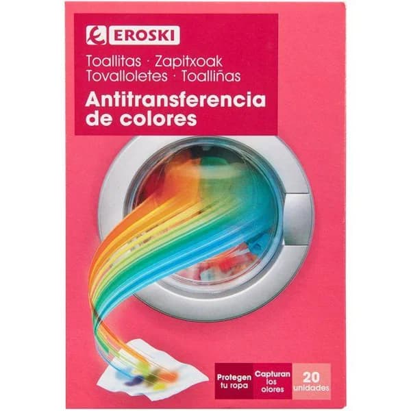 Toallitas antitransferente color EROSKI, caja 20 unid. - 1 ud - Imagen del producto en Findit