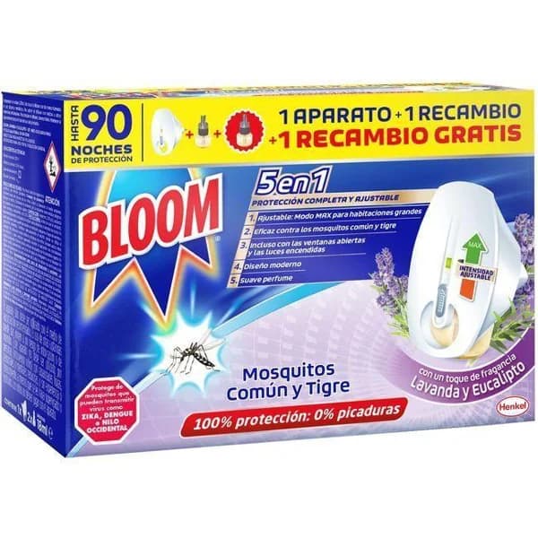 Insecticida eléctrico líqu. lavanda BLOOM, aparato + 2 recambios - 2 ud - Imagen del producto en Findit