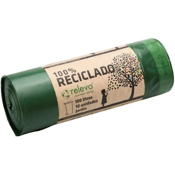 Bolsa de basura 100% reciclada 100 l. RELEVO, paquete 10 uds. - 1 ud - Imagen del producto en Findit
