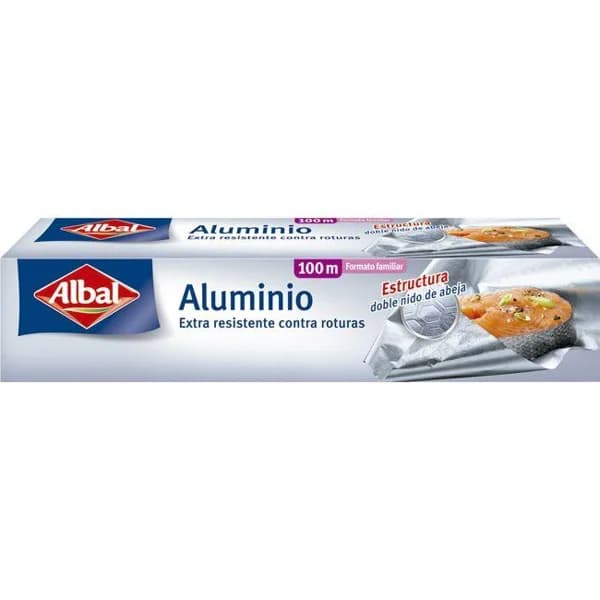 Papel de aluminio doméstico ALBAL, rollo 100 metros - 100 ud - Imagen del producto en Findit