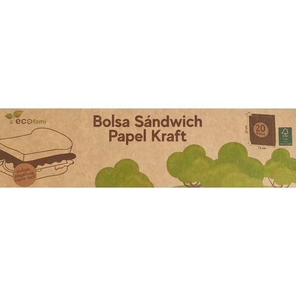 Bolsa de papael para sandwich KRAFT, caja 20 uds - 20 ud - Imagen del producto en Findit