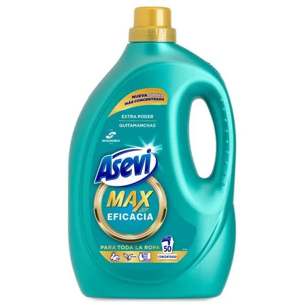 Detergente gel máxima eficacia ASEVI, garrafa 50 dosis - 50 ud - Imagen del producto en Findit