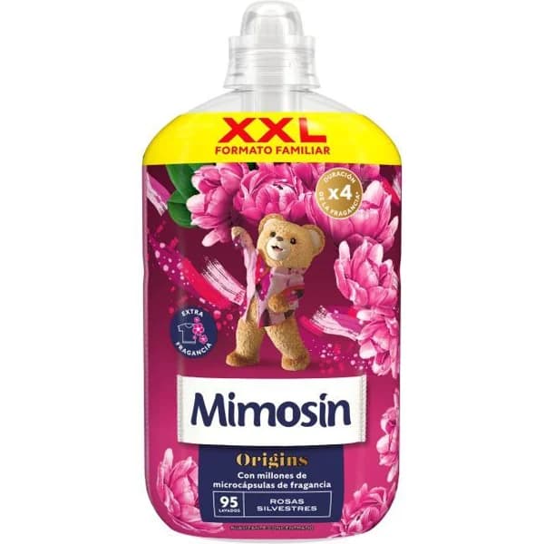Suavizante rosa silvestre MIMOSÍN ORIGINS, botella 95 dosis - 95 ud - Imagen del producto en Findit