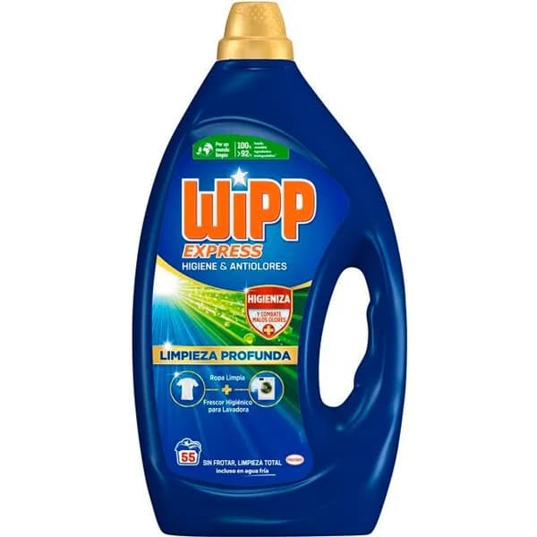 Detergente gel anti olor WIPP, garrafa 55 dosis - 55 ud - Imagen del producto en Findit