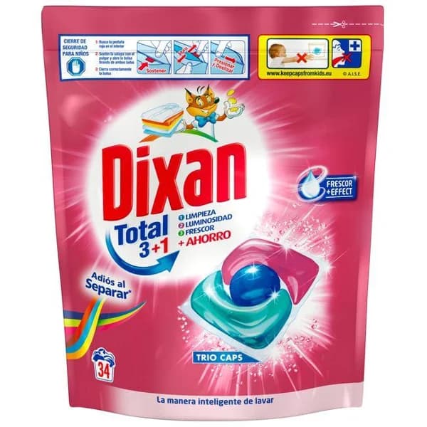 Detergente triocápsulas adiós a separar DIXAN, bolsa 34 dosis - 34 ud - Imagen del producto en Findit