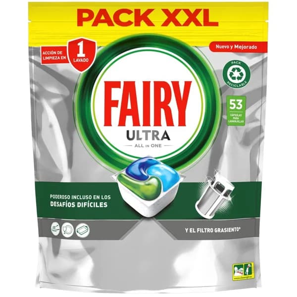 Lavavajillas máquina FAIRY TODO EN 1 ULTRA, bolsa 53 dosis - 53 ud - Imagen del producto en Findit