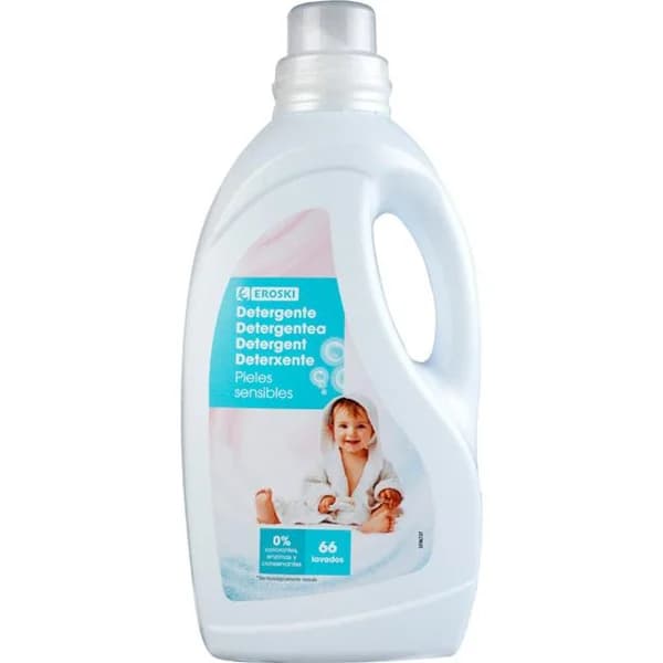 Detergente líquido hipoalergénico EROSKI, garrafa 66 dosis - 66 ud - Imagen del producto en Findit