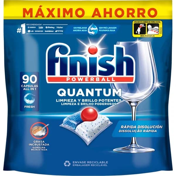 Lavavajillas FINISH QUANTUM, bolsa 90 dosis - 90 ud - Imagen del producto en Findit