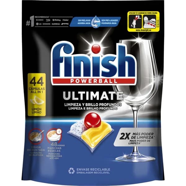 Lavavajillas limón en cápsulas FINISH ULTIMATE, bolsa 44 dosis - 1 ud - Imagen del producto en Findit