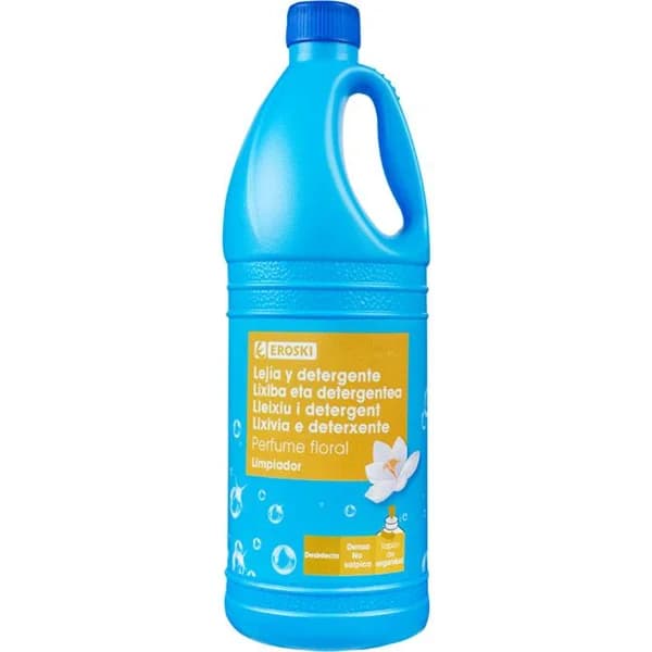 Lejia con detergente floral EROSKI, garrafa 2 litros - 2 l - Imagen del producto en Findit