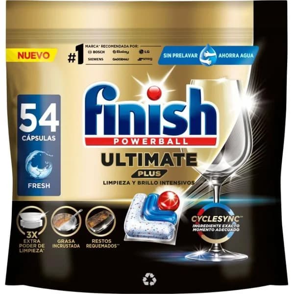 Lavavajillas máquina FINISH ULTIMATE PLUS, bolsa 54 dosis - 1 ud - Imagen del producto en Findit