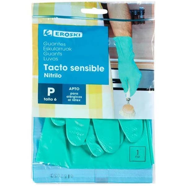 Guante de nitrilo talla pequeña EROSKI, paquete 1 par - 1 ud - Imagen del producto en Findit