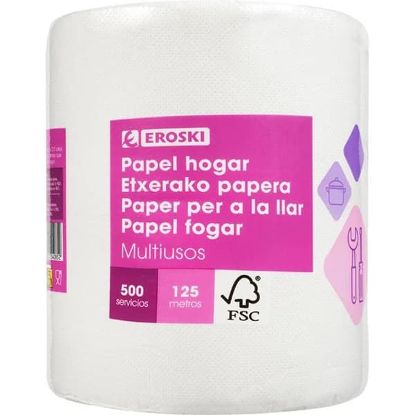 Papel de cocina rollo gigante EROSKI, paquete 1 rollo - 1 ud - Imagen del producto en Findit