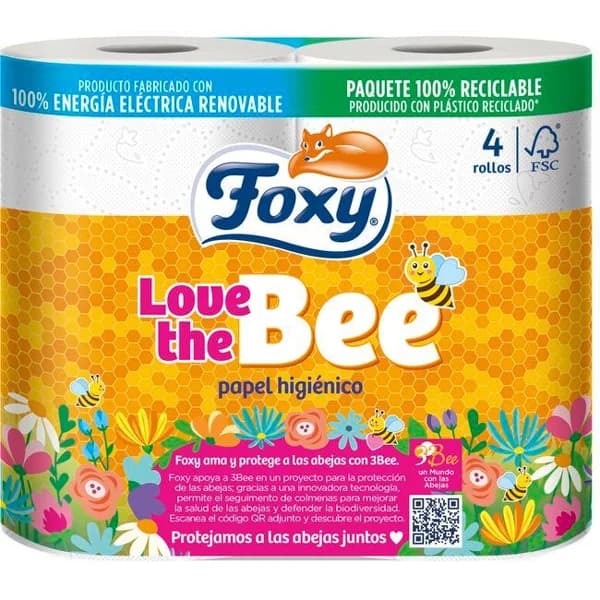 Papel higiénico Love In The Bee FOXY, paquete 4 rollos - 4 ud - Imagen del producto en Findit