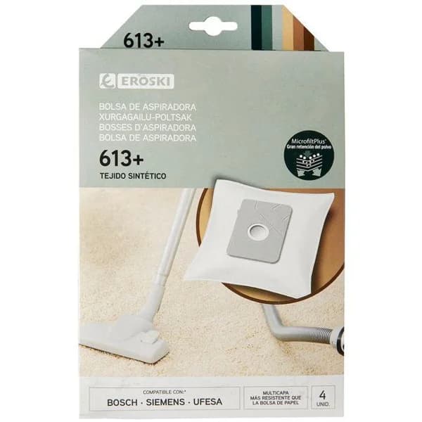 Bolsa de aspirador 613+ EROSKI, pack 4 uds - 1 ud - Imagen del producto en Findit