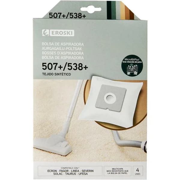 Bolsa de aspirador 507+ EROSKI, pack 4 uds - 1 ud - Imagen del producto en Findit
