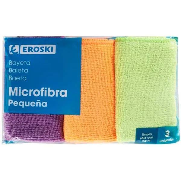 Bayeta microfibra pequeña EROSKI, pack 3 uds - 3 ud - Imagen del producto en Findit