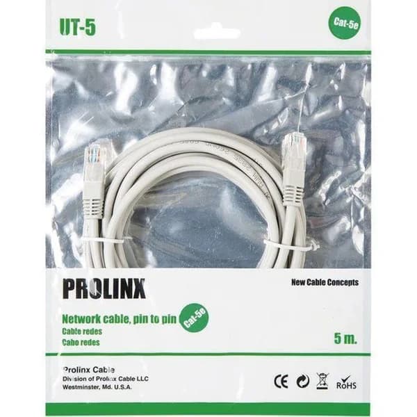 Cable de red Ethernet CAT5e pin a pin macho UT-5 PROLINX, 5 m - 1 ud - Imagen del producto en Findit