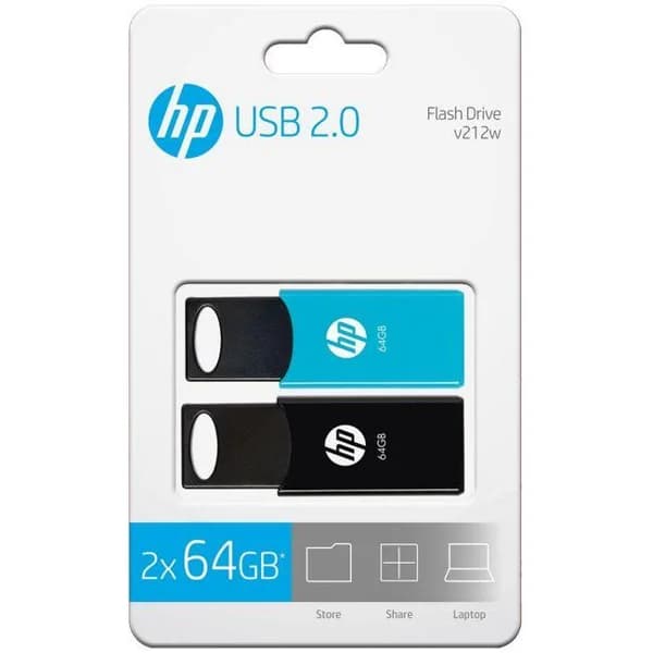 Pendrive negro/azul USB 2.0 de 64 GB V212W HP, Pack 2 uds - 1 ud - Imagen del producto en Findit