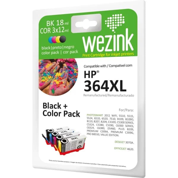 Cartucho de tinta 4 colores compatible con HP 364XL WEZINK, 4uds - 4 ud - Imagen del producto en Findit