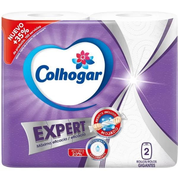 Papel de cocina COLHOGAR EXPERT, paquete 2 rollos - 2 ud - Imagen del producto en Findit