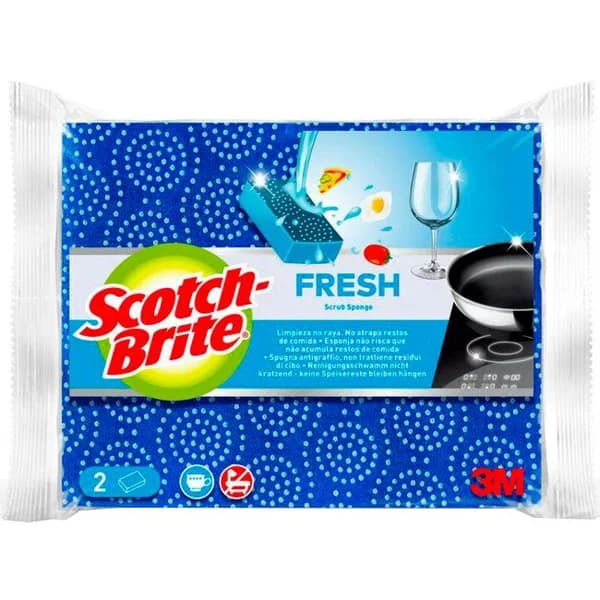 Estropajo fresh no raya azul SCOTCH BRITE, paquete 2 uds - 2 ud - Imagen del producto en Findit